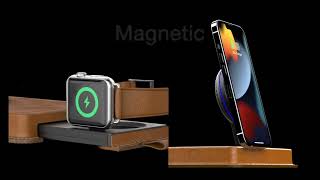 3-in-1 Magnetic Leather Wireless Charger