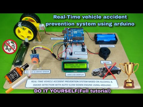 Real Time Alcohol or smoke detection with accident prevention system using Arduino UNO