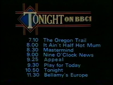 Tuesday 29th November 1977 BBC1 South - Nationwide - Mastermind - Play For Today - Jubilee - Rare