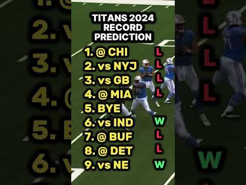 Tennessee Titans 2024 NFL Record Prediction #shorts #titans #tennesseetitans