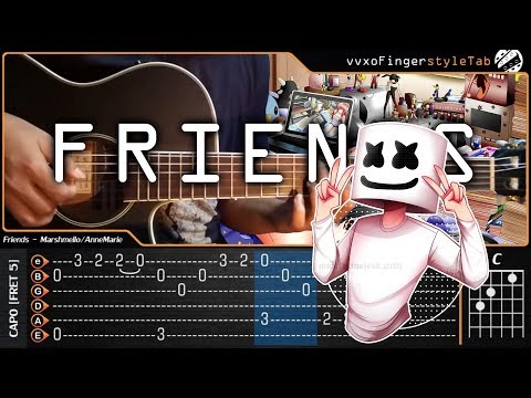 Marshmello & Anne Marie - FRIENDS - Fingerstyle Guitar Cover + TAB Tutorial and Chord
