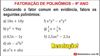 Colocando O Fator Comum Em Evidência Fatore Os Seguintes Polinômios