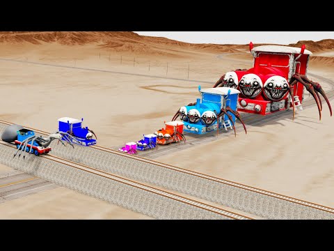 Choo Choo Charles Train Triple Head Big & Small Vs Cursed Evil Thomas Exe  - BeamNG.Drive