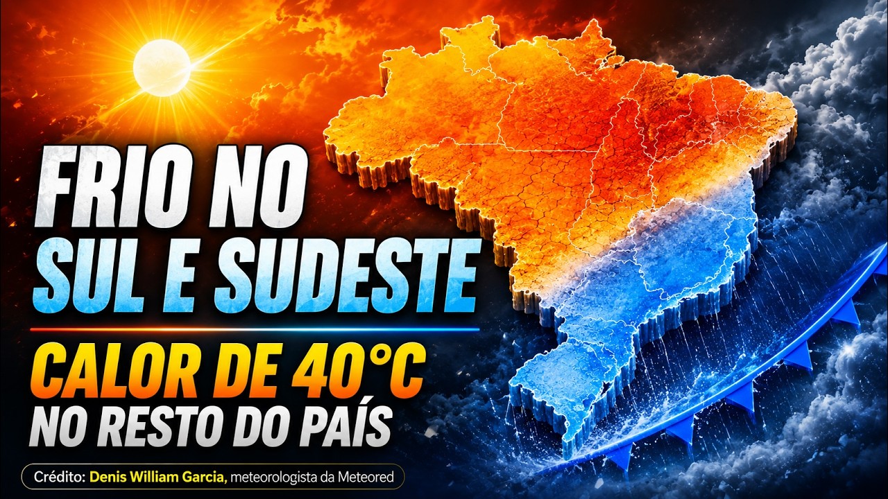 Frio avança pelo Sul e Sudeste, mas calor de 40°C persiste em outras áreas do país