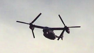 preview picture of video 'Marine Corps Boeing V22 Osprey flyby over Hemet'