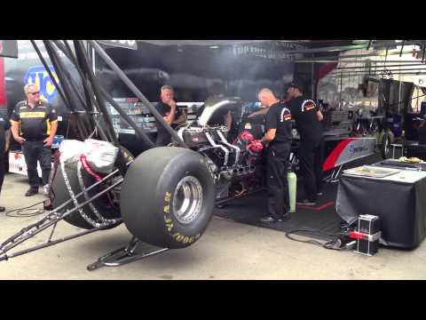 Top Fuel Dragster start up in pits at Sydney Dragway