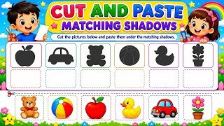 Cut and Paste Matching Shadows | Fun Preschool Worksheet for Kids