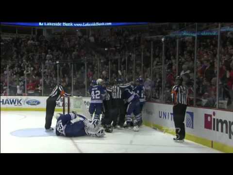 Gustavsson Gets Hit vs. Black Hawks - Feb/29/2012