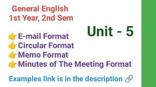 Download lagu Memo Format, Circular Format, Email Format, Minutes of the Meeting Format, General English Unit 5 mp3