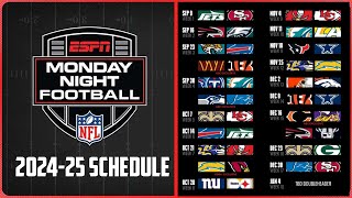 2024 2025 NFL Monday Night Football Schedule - TV Channel, Start Time, Date, Locations