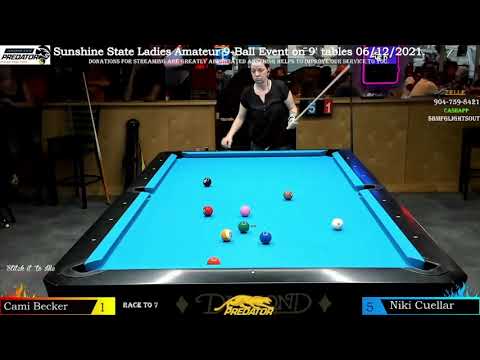Cami Becker vs Niki Cuellar | 2021 QBall Billiards Jacksonville Ladies Amateur 9-Ball Match #5