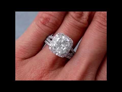 3.69 ctw Engagement Ring and Wedding Band Set - BigDiamondsUSA