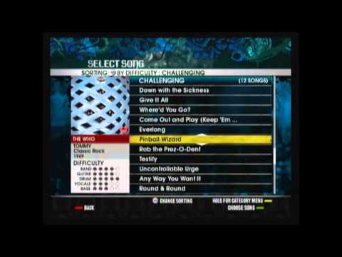 Rockband 2 Song playlist