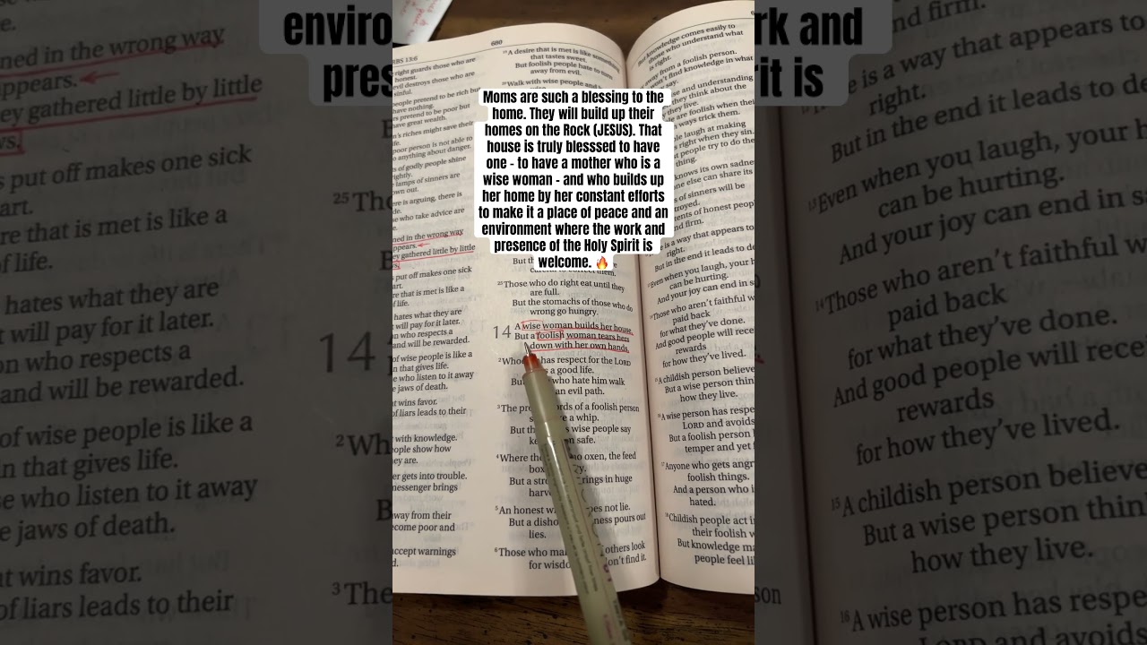 The Wise Woman Builds Her House (Proverbs 14:1)👸#bible #scripture #wise #jesus #youtube #shorts