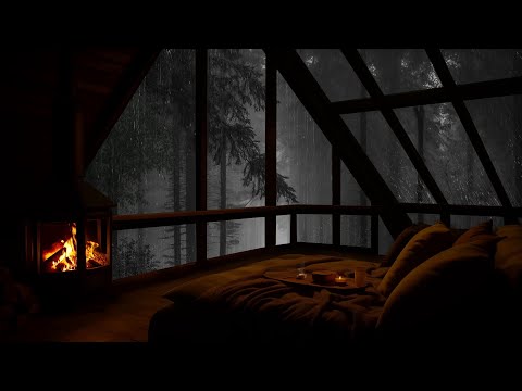 Night Rain And Fireplace For Relaxation - Sleep Well In The Arms Of Nature - Meditation