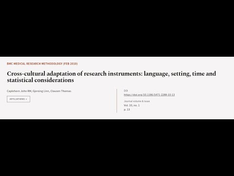 Cross-cultural adaptation of research instruments: language, setting, time and statis... | RTCL.TV