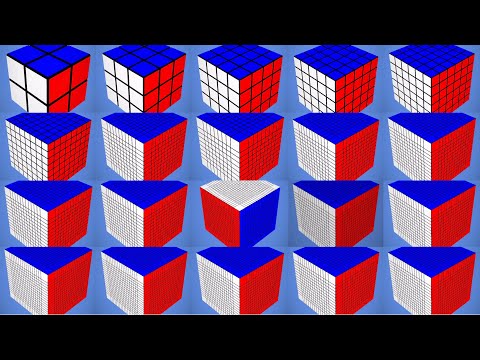 All the size of Rubik’s cube solved (2x2-20x20) reverse playback