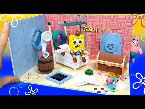 DIY Miniature Spongebob Board House # - Spongebob Bedroom｜Spongebob Bed , Clock , Treasure chest ~
