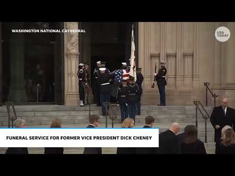 Cheney's casket arrives at Washington National Cathedral for funeral service attended by Bush, Biden