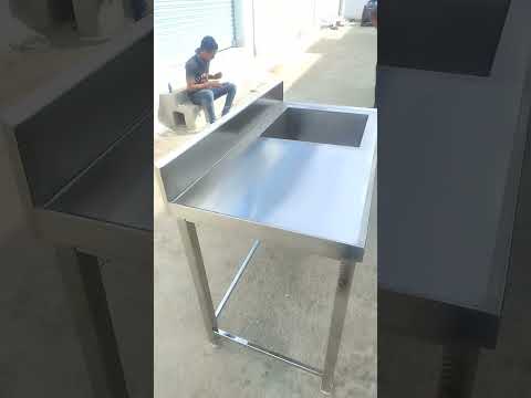 Polished stainless steel kitchen sink table, number of sinks...