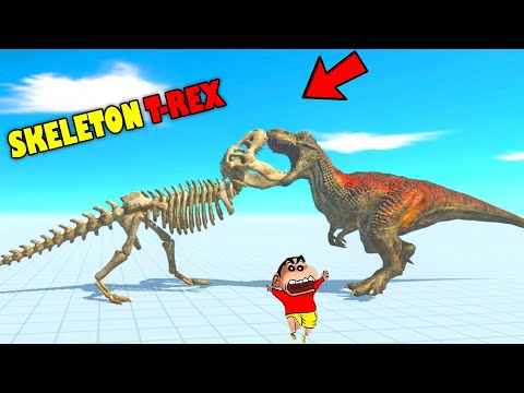 SKELETON T-REX vs UPGRADED T-REX & EVERY UNIT | SHINCHAN and CHOP fight DINOSAURS😱|😂Hindi ARBS
