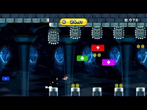 New Super Mario Bros. U - Challenges: Thwomp Castle Cash Flow - Classy co-op play! (Wii U)