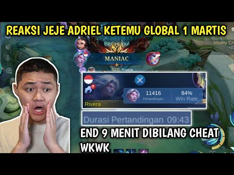 JEJE ADRIEL'S REACTION TO MEET GLOBAL 1 MARTIS 11 THOUSAND MATCH GAMEPLAY FAST END 9 MINUTES CALL...