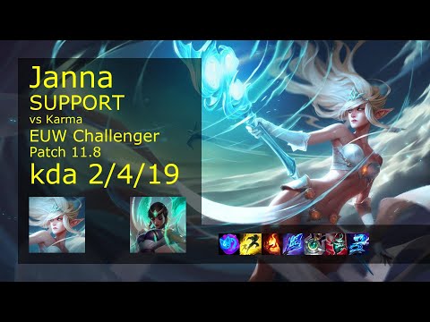 Janna Support vs Karma - EUW Challenger 2/4/19 Patch 11.8 Gameplay