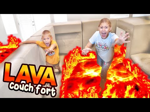 Escape Lava Couch Fort With 100 Mystery Buttons!