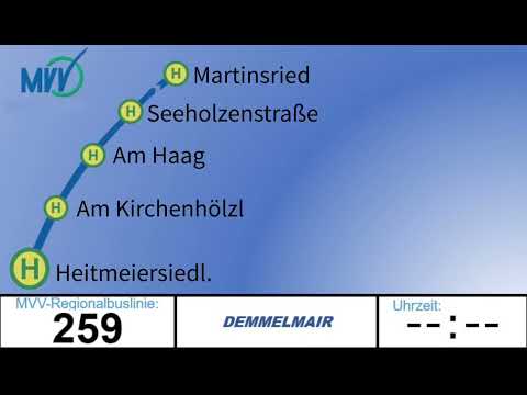 Ansage Bis Martinsried Linie 259 Demmelmair MVV Regionalbuslinien Komplette Route