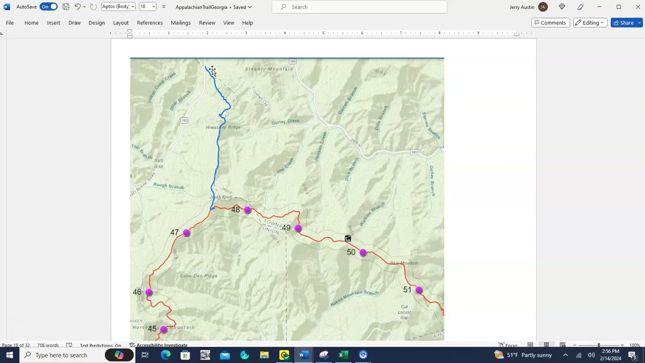 Appalachian Trail Map of Georgia, Large Scale