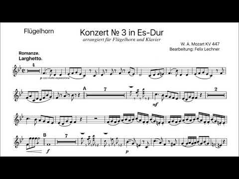 Trumpet Play-Along - Mozart - Romance, Larghetto from Horn Concerto No 3 - with sheet music
