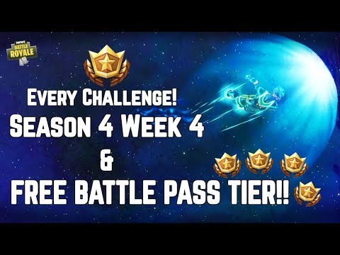 FREE Battle Pass Tier Location & ALL Season 4 Week 4 Challenges! Fortnite Battle Royale