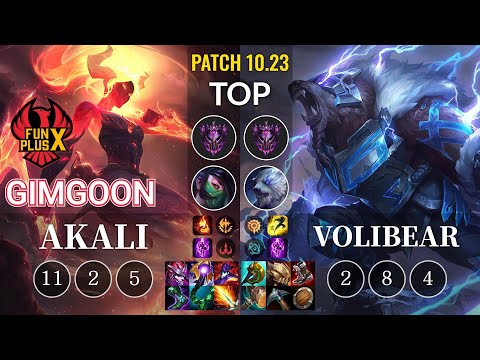 FPX GimGoon Akali vs Volibear Top - KR Patch 10.23