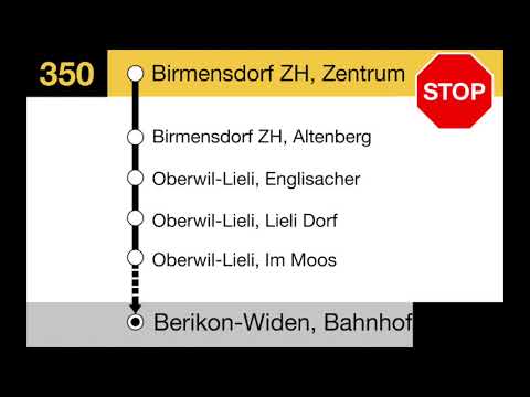 PostAuto Ansagen - 350 Zürich Wiedikon – Waldegg – Birmensdorf ZH – Oberwil-Lieli – Berikon-Widen
