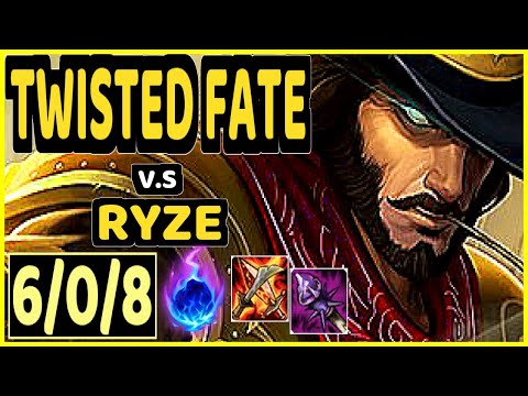 DOPA (APDO) (TWISTED FATE) vs RYZE - 6/0/8 KDA MID GAMEPLAY - KR Ranked MASTER