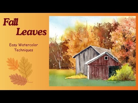 Watercolor Autumn Landscape Free Tutorial with Easy Techniques for Fall Leaves