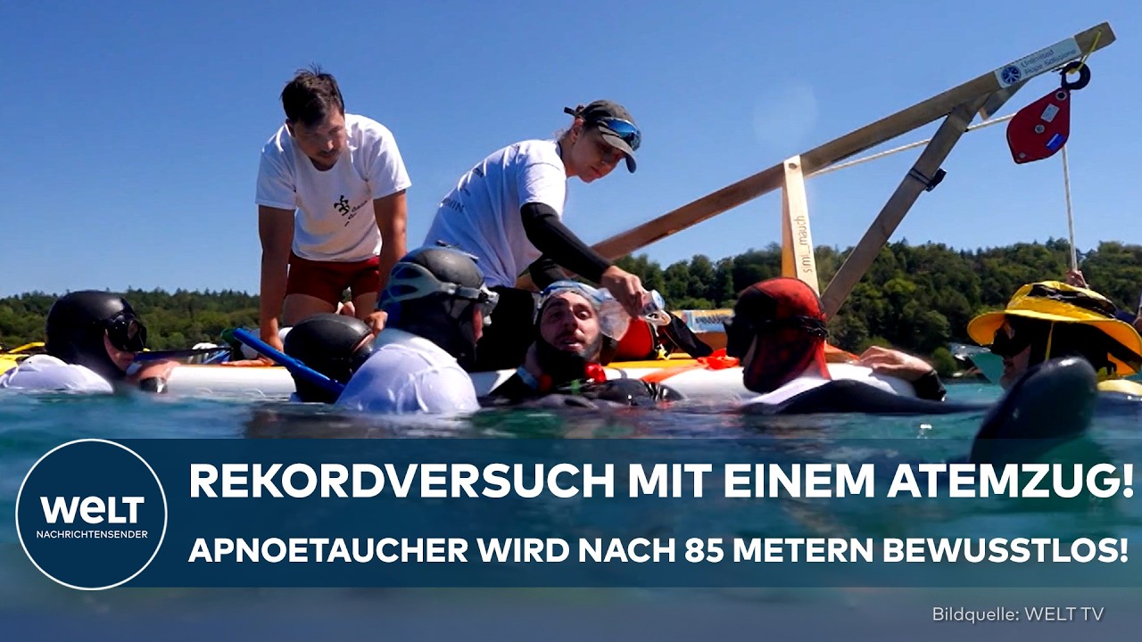 DRAMATISCHER REKORDVERSUCH: Mit einem Atemzug 85 Meter tief! Taucher scheitert kurz vor Oberfläche!