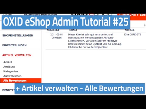 Oxid eShop Admin Tutorial #25 - Artikel verwalten - Alle Bewertungen