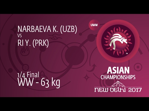 1/4 WW - 63 kg: Y. RI (PRK) df. K. NARBAEVA (UZB) by TF, 11-0