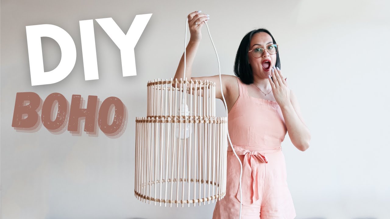DIY BOHO decor on a BUDGET | DIY RATTAN LAMPSHADE | Emma Cole