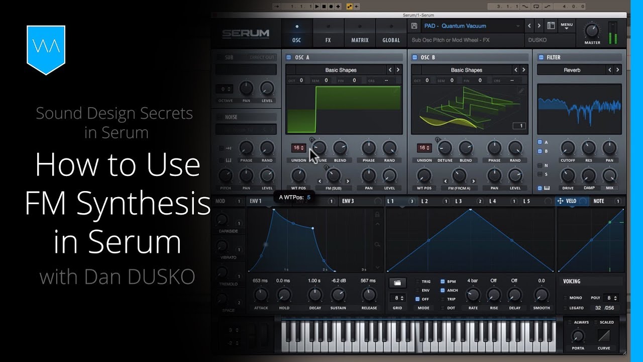 Sound Design Secrets in Serum lesson by Dan Dusko, FM synthesis in Serum