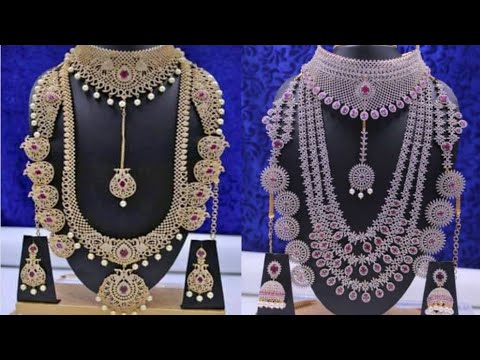 Latest American Diamond Studded Bridal Jewellery Combo Design 2021 - Indian Fashion Trends