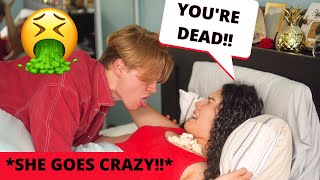 Vomiting PRANK On Girlfriend (she was SLEEPING) | Andrea &amp; Lewis