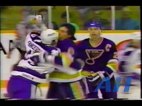 NHL Oct. 24, 1990 Lou Franceschetti,TOR v Gino Cavallini,STL Toronto Maple Leafs St. Louis Blues