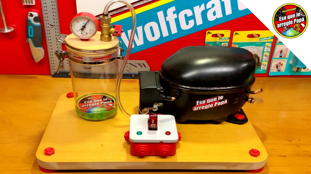 HOME-MADE vacuum pump with refrigerator compressor (VERY POWERFUL)