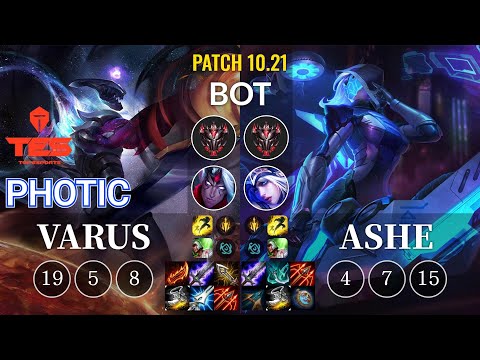 TES Photic Varus vs Ashe Bot - KR Patch 10.21