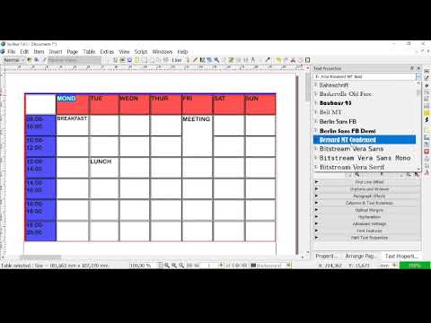 Videocourse SCRIBUS -  Lesson 08 - Table Tool, Placing the Text, Columns, Lines and Borders