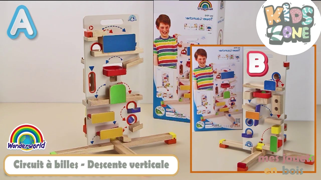 Circuit à billes en bois pour enfant - Descente verticale