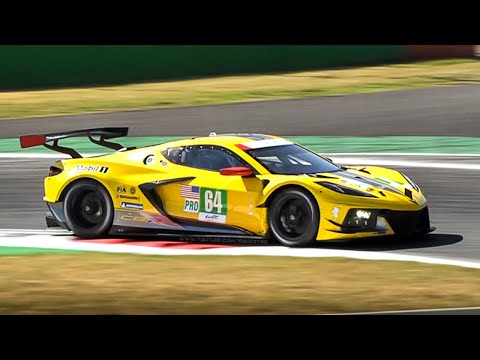 Corvette C8.R GTE Race Car: Accelerations, Loud Downshifts & Flat-Plane LT6 V8 Sound!